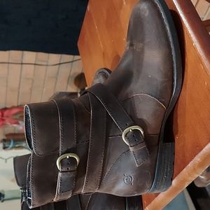 Born Boots brown size 8 plaid flannel lined with buckles and straps